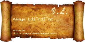 Vanya Lóránt névjegykártya
